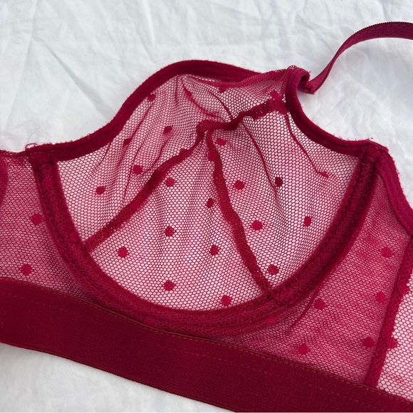 Knotty Knickers The Blushing Rose Sheer Polkadot Bralette, M - Picture 9 of 12